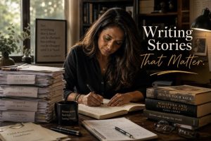 A women was write a story