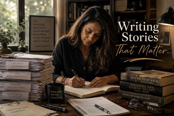 A women was write a story